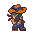 Hank Justice sprite in a combat action.