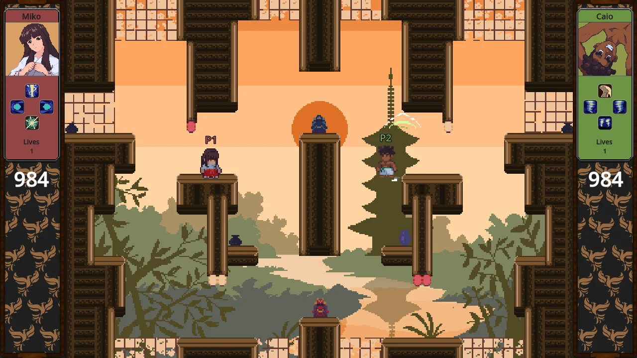 Miko and Caio compete in a match from an alpha build of MythClash.