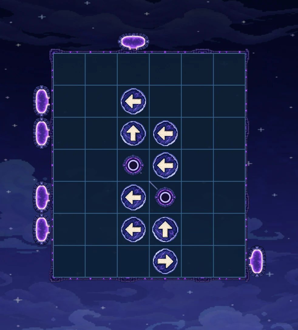A Kaguya-hime level in MythGates with paired internal portals.