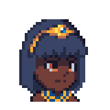 Nour’s idle avatar, an Egyptian MythTag character.